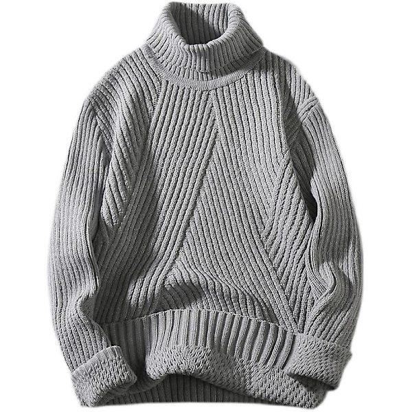 Höst Vinter Herr Polotröjor Pullovrar Enfärgad Långärmad Slim Fit Ungdom Stickad Casual Pullover Tröja Herr
