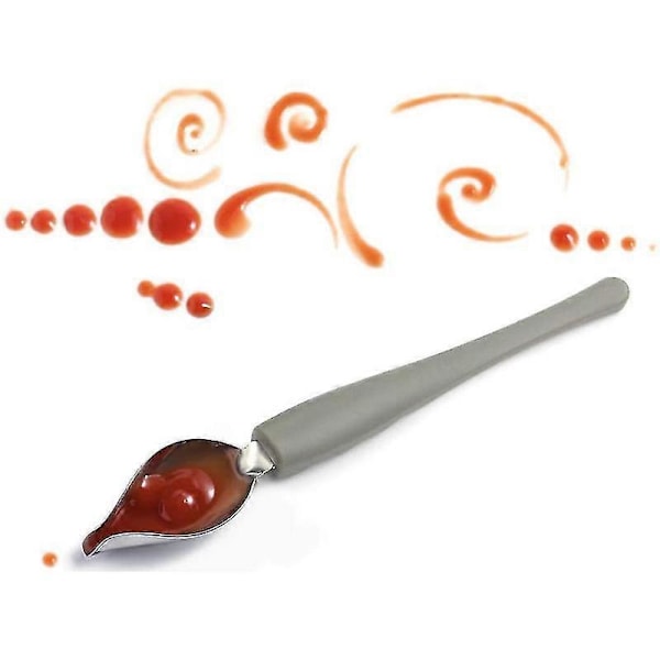 2 st Precisionsskedar för kulinarisk ritning och dekorering, såsskedar i rostfritt stål med avsmalnande pip för dekorering av tallrikar, tårtor, desserter (2 S