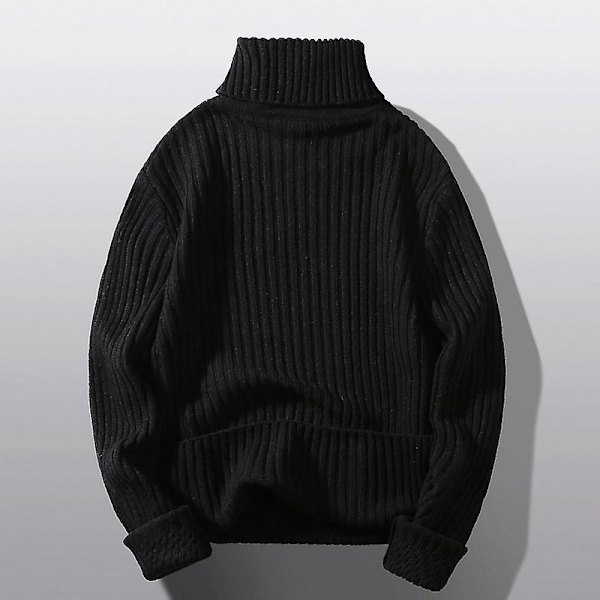 Höst Vinter Herr Polotröjor Pullovrar Enfärgad Långärmad Slim Fit Ungdom Stickad Casual Pullover Tröja Herr