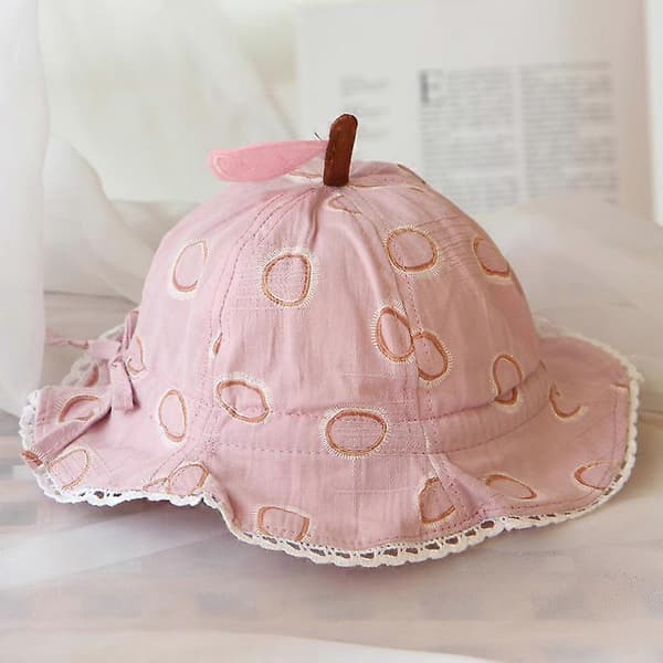 Kreativ tredimensjonal epledesign solhatt for barn, floppy strandhatt, bred brem, justerbar hodeomkrets 48 cm (lilla)