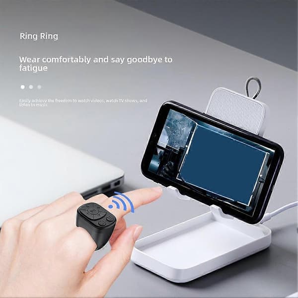 Trådløs fingerscroller fingertupp Bluetooth sidevender fjernkontroll Z9S6 White