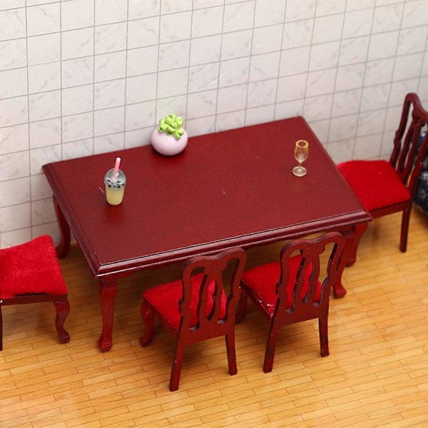 1:12 Bord Stolar Miniatyr Matsalsset Möbler Matrumstillbehör Trä Mini Vardagsrumsmöbler