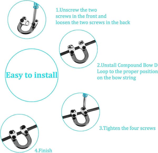 2 Set Bågskytte D Loop Compound Bow Metall U Nock D Ring Spänne Release Nocking Loop med Skruvmejslar för Jakt Installationstillbehör