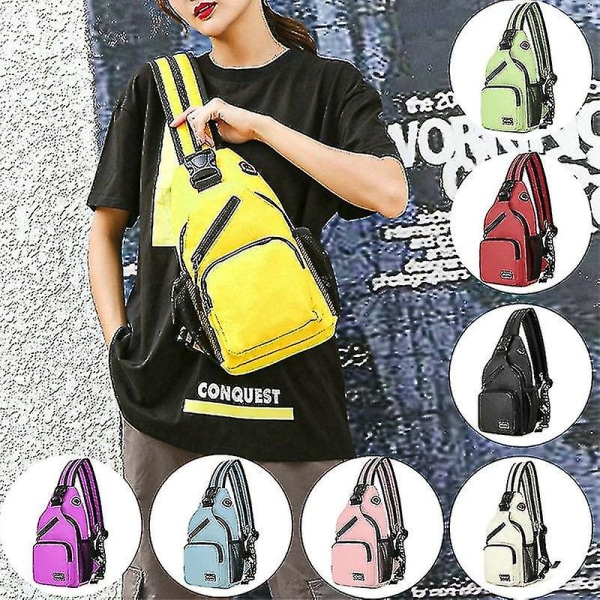 Kvinnor liten ryggsäck Casual tjejer bröstväska med hörlurar hål Reseryggsäck multifunktionella ryggsäckar Yellow