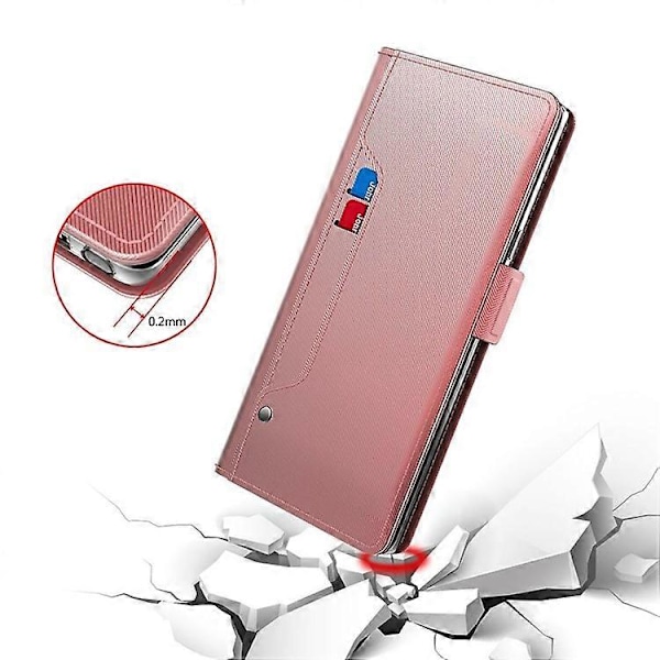 Anti-fall Mobilskal Kompatibelt För Nokia X20 5G, Reptåligt Sminkspegel Magnetisk Stängning PU Läder +TPU Skyddande Flip PinkGold
