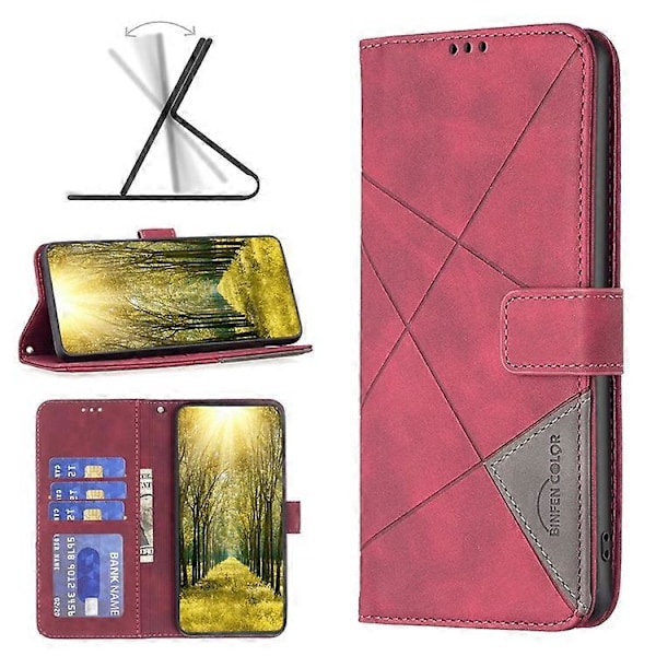 BINFEN COLOR BF05 Kompatibel med Huawei Mate 60 Pro / Mate 60 Pro+ Wallet Præget Læder Telefon Cover Stativ Red