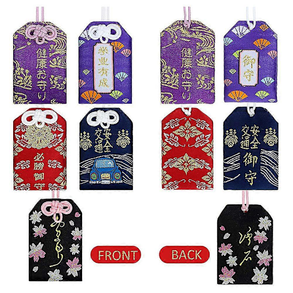 5 Stycken Japanska Omamori Påsar Lyckoamuletter för Hälsa/Utbildning/Kärlek/Framgång/Säkerhet, 5 S