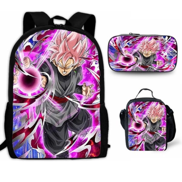 3kpl/setti 16\" Anime Dragon Ball Lasten Koululahja Reppu+Lounaslaukku+Penaali Sky Blue 18 Inches