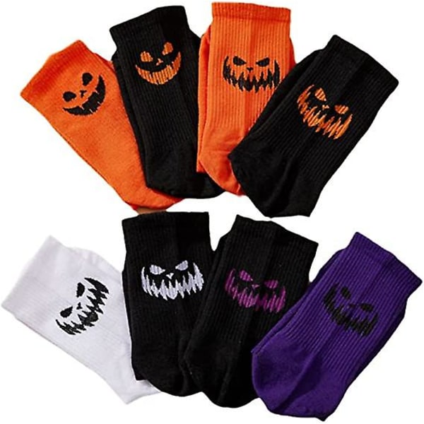 Halloweensockor, 1 par unisex roliga personlighetsmönstrade strumpor, strumpor i ren bomull, varma och andningsbara, lämpliga för Halloweendekoration Style 1 3Pair