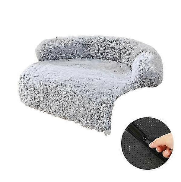 Hundeseng Fluffy Plys Hundemåtte Til Møbelbeskytter grey Rounded corners S