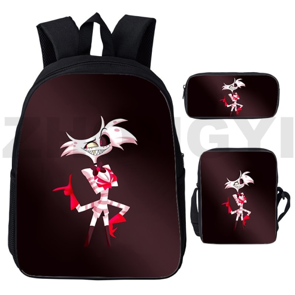 Tecknad Hazbin Ryggsäck Herr Sport Skolväska Set om 3 Hazbin18 3 Pcs Set 12 inch