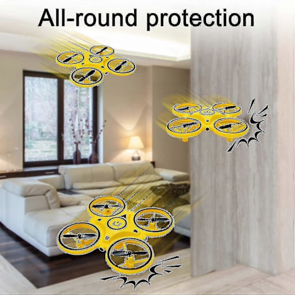 Mini Drone til børn, gestusstyret drone, håndbetjente droner med sensor, indendørs drone til børn, lille RC quadcopter, 360 flips, med LED-lys - Yvan