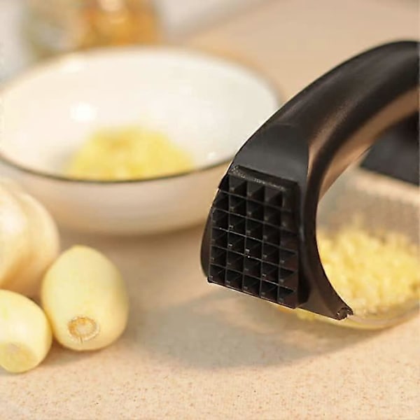 Hvitløkspresse Vugge Rustfritt Stål, Hvitløkshakker med Hvitløkskreller, Solid Hvitløksknuser Hvitløkspresse med Ergonomisk Håndtak, Hvitløk Sl