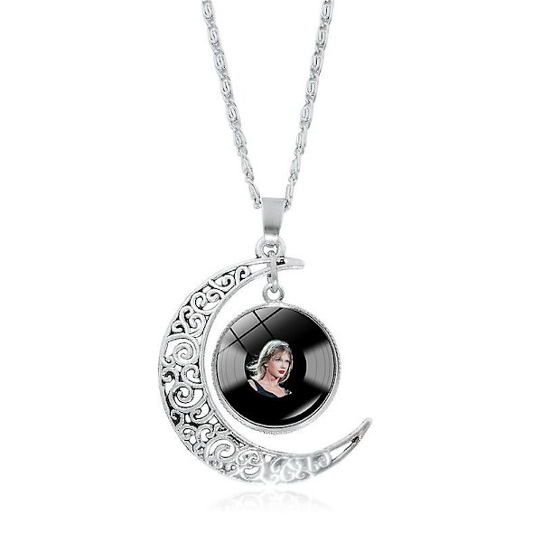 Mångsidigt ihåligt måne Taylor Swift vinylskiva hängsmycke halsband style9
