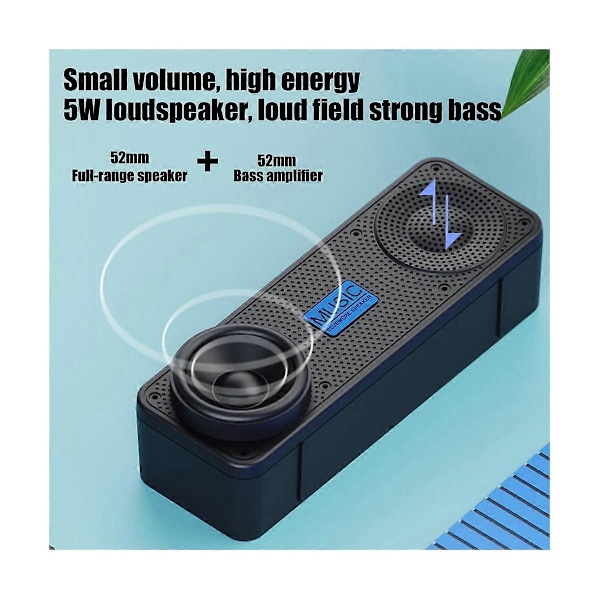 Kannettava FM-radio langaton Bluetooth 5.0 TWS -kaiutin Mini MP3-musiikkisoitin tukee TF-korttia U-levyä U