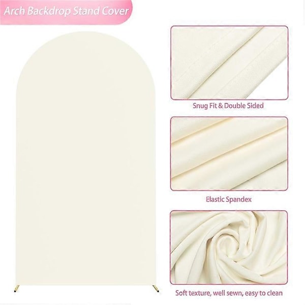 5FT 65x150cm U-Formet Bakgrunnsbue Ramme Stativ Elastisk Trekk for Bryllupsseremoni Bursdagsfest Beige