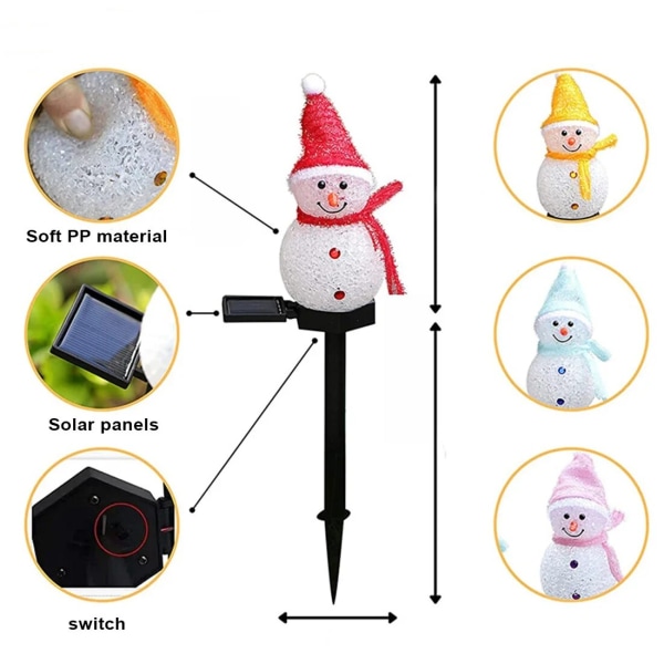 Vattentät Solcell Snögubbe Lampa Utomhus Snögubbe LED Trädgårdslampor Jul Gräsmatta Snögubbe Landskapsljus Markplugg Lampor blue