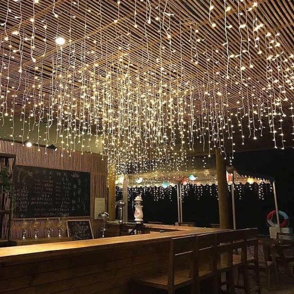4-20M Gardin Istapp LED Lyslenke Bryllupsfest Høytidsbelysning Julelampedekorasjon for Hjem Takskjegg Gatedekorasjon 12X0.6M 300Leds US plug Blue