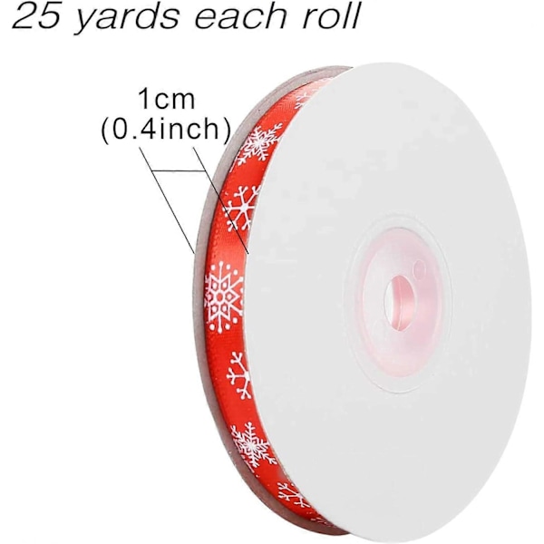 22 Meter Sateng Julebånd God Jul Grosgrain Bånd for Dekor og Gaveinnpakning