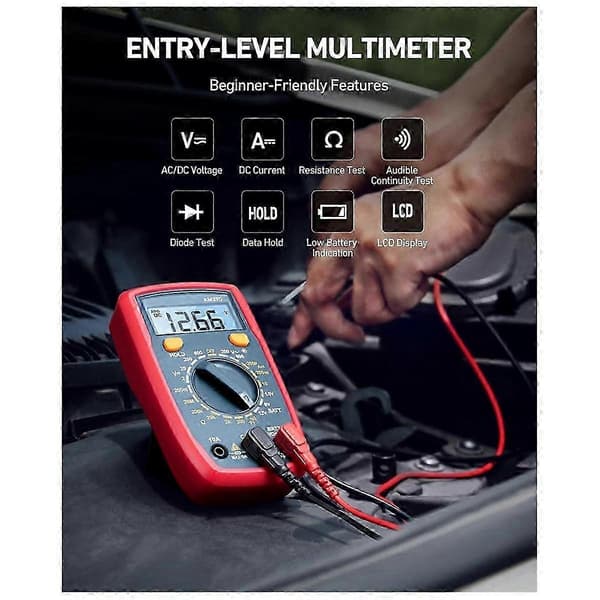 8 stk. Multimeter Testledninger Sett med Krokodilleklemmer og AM33D 2000 Teller Multimeter