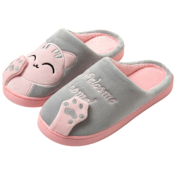 Husholdnings hjemmesko vinter bomuld hjemmesko hjem varme indendørs Gray pink 42-43