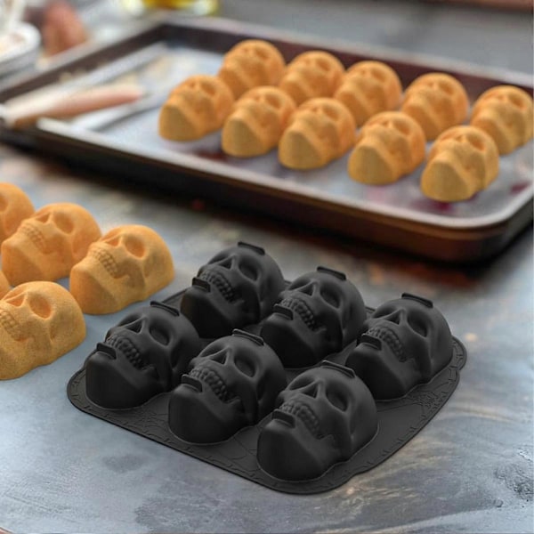 Halloween Kraniekageform, 3D Silikoneform til Bagning og Slik
