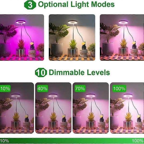 Angel Ring Grow Light Dæmpbar Timer Justerbar Højde Til Indendørs Planter 1pc add base