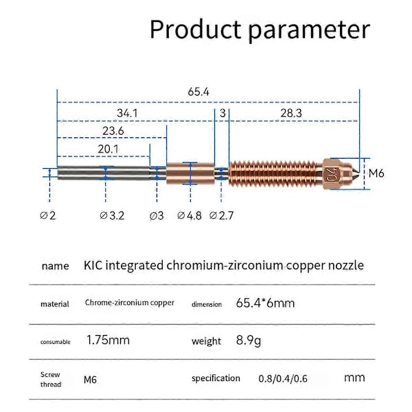 Högflödesutskrift Uppgraderat Munstycke 0.4 0.6 0.8MM K1C Snabbytbytesmunstycke för K1 Max V3 3D-skrivare Hot