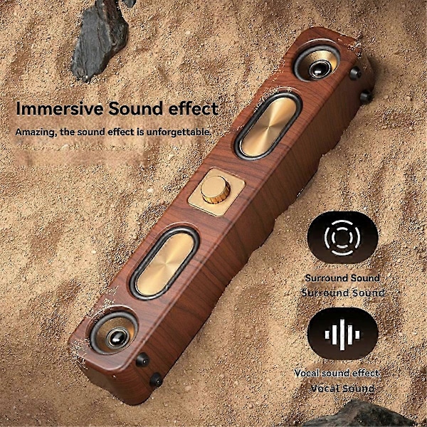Træ Bluetooth Højttalere Bærbar Soundbar HiFi Stereo Kort Hjemmecomputer Desktop Trådløs Lyd FM Radio Subwoofer