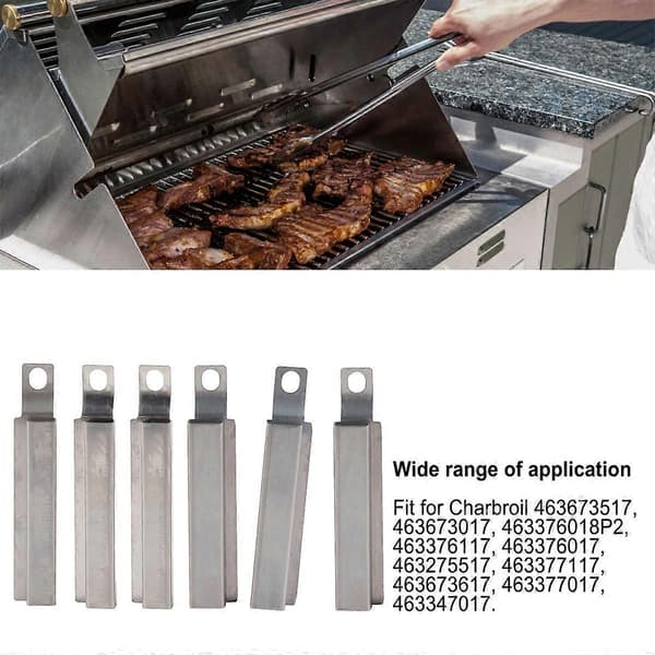 6 stk. justerbare crossover-rørbrennere i rustfritt stål for Charbroil