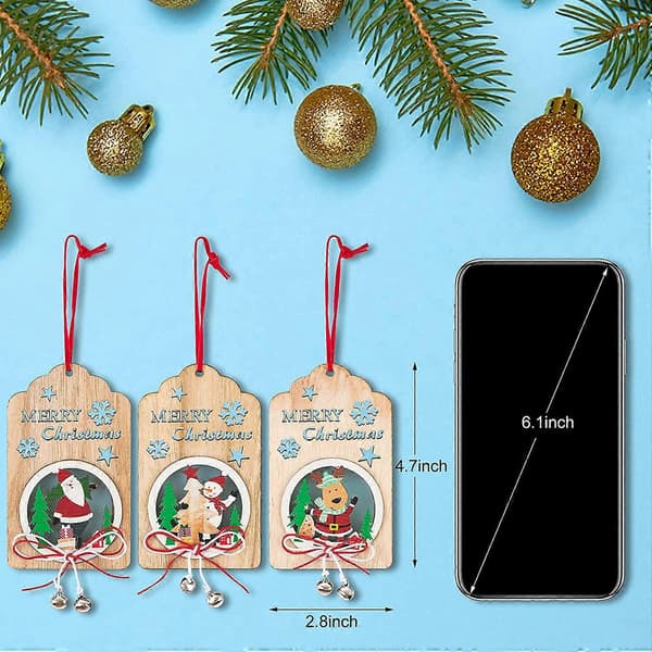 Julgransdekoration Set Små Träornament för Julkrubba Träd Inga Klockor 3-pack)