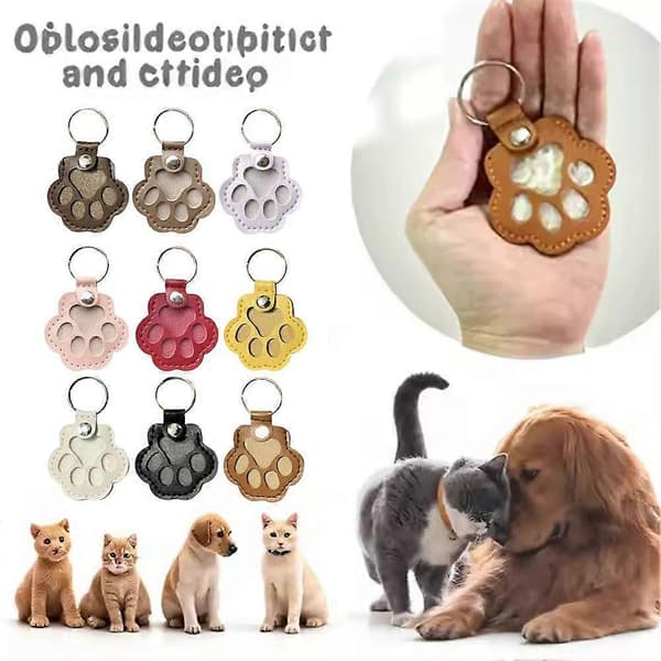 PU-læder nøglering til kæledyrshår - mini-urne - kattehund mindegave Grå