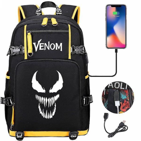 Venom Fashion Trykt USB Skoletaske til Unge (2-108) Color-16