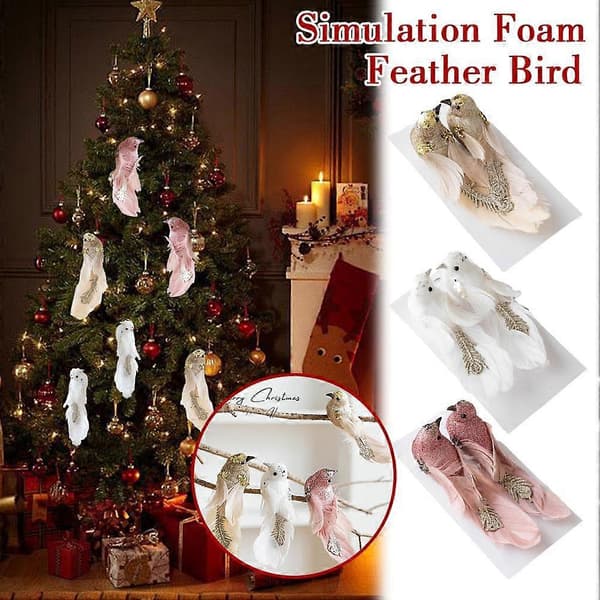 2 stk. simuleret skumfjerfugl, hvid fugledukkegave A 2pcs