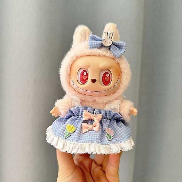 17cm Mini Plyschdockas Kläder Outfit Tillbehör För Korea Kpop Exo Labubu I II Idol Dockor Sittande Party Overaller Kläder Gåva 14