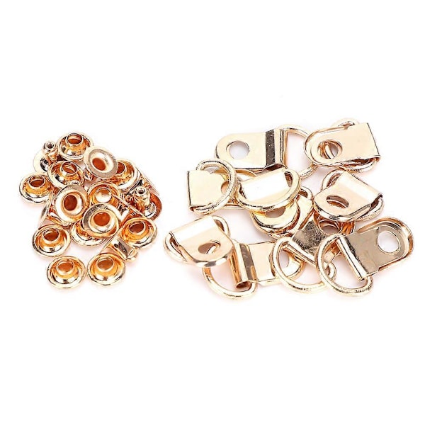 100 kpl Nauhakoukku D-rengas Niitti Messinki Kenkä Nahkalaukku DIY Niittityökalu Kulta 9x14mm