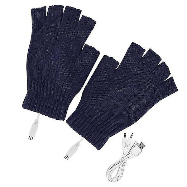 Naisten miesten lämmittävät käsineet talvi lämpimät USB sähkölämmitteiset sormettomat käsineet Style2