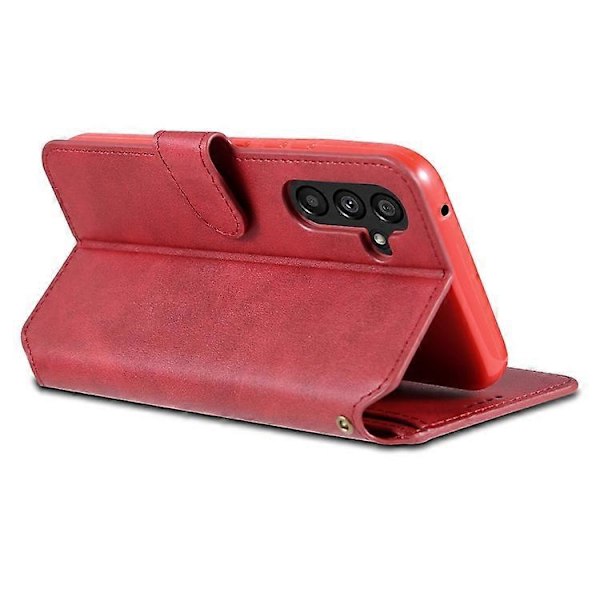 AZNS Yhteensopiva Samsung Galaxy A34 5G Vasikannahka Tekstuurinen Nahkainen Puhelinkotelo Lompakolla ja Jalustalla, Pudotussuojattu Red