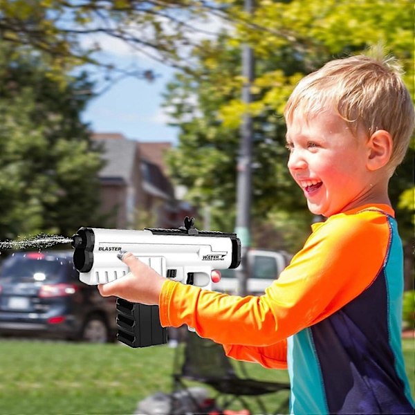 Elektrisk vattenpistol, automatisk vattensprutpistol, elektrisk vattenpistol för sommarpoolparty, strand, utomhusaktiviteter (Vit)