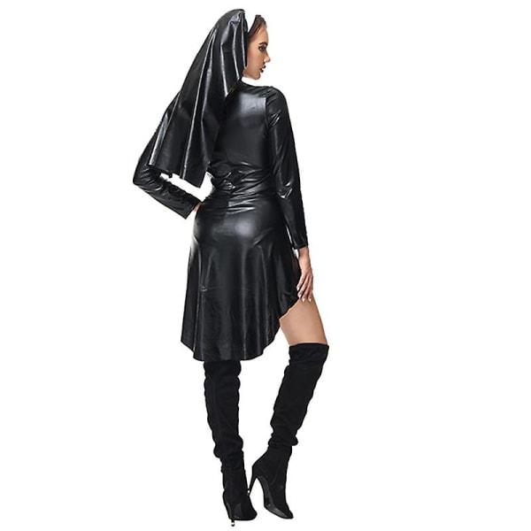 2023 Uusi Halloween Risti Musta Nunna Mekko Naisille Pastori Roolileikki Mekko Pääpannalla Tiukka Sairaanhoitajan Uniformu _iu M