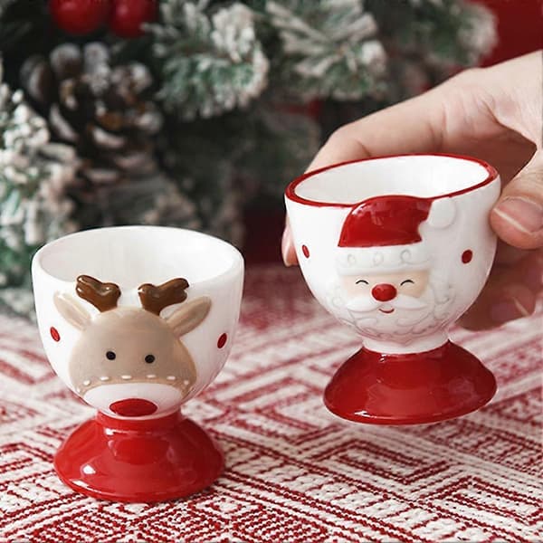 Juläggkopp Rolig Festival Älg Tecknad Tomte Äggkopp B 4pcs