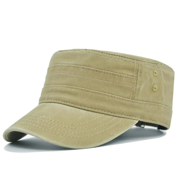 Flad Top Kasket Retro Baseball Kasket Militærkasket Khaki
