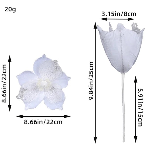 28CM 1/2/3kpl Suuri joulun keinotekoinen kukka Glitter Joulukuusen koristelu koti puutarha koulu ostoskeskus Lomatapahtuman koristelu 102005CWhite 2pcs