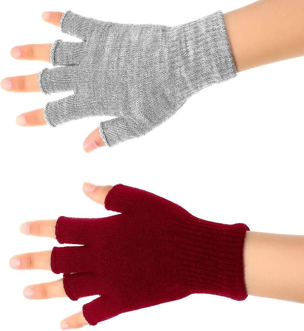 4 Par Vinter Halvfingerhansker Strikkede Fingerløse Votter Varme Elastiske Style2