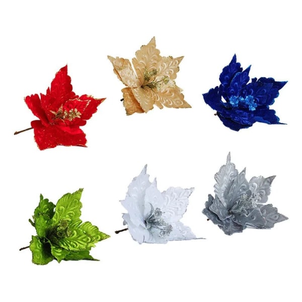 28CM 1/2/3st Stora Konstgjorda Julblommor Glitter Julgransdekoration hem trädgård skola köpcentrum Högtidsevenemang deco 28CM Gold 1pc