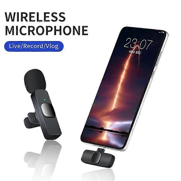 K9 Trådløs Lavalier Mikrofon 2 x Sender med Lightning Receiver Smart Støjreduktion Bærbar 2.4GHz BT Mic til Live-stre