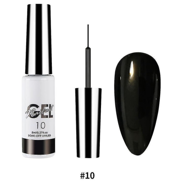 2st Nail Art Gel Ritning Liner Penna Nagelmålning Gellack Polish Nail Art Gel För Gör-det-själv Nail Art Nyhet 10