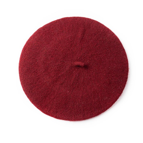 Höst- och vinterhatt ull förtjockad basker fransk konstnär basker kvinnlig målarmössa beanie wine red