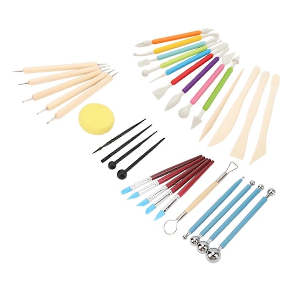 33 st Lerverktyg Kit DIY Polymerlera Verktyg Komplett Verktyg Modellera Skulpteringsverktyg Kit för Konstnärer Snideri Gjutning