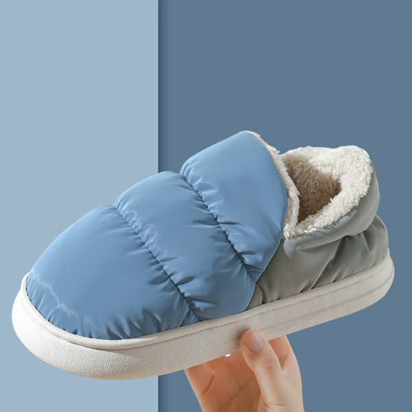 Varma mjuka bomullstofflor för inomhusbruk, halkfria par-tofflor för vintern light Blue 42-43(10-10.2inch)